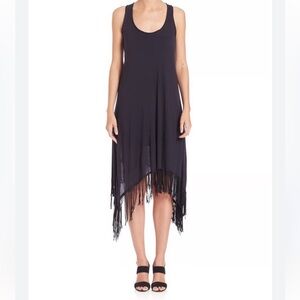 Elie Tahari Black Asymmetrical Fringe Dress